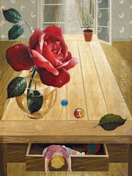 Rose Dans Un Interieur Oil Painting by Ratislaw Rakoff