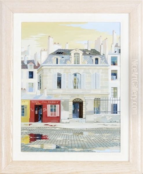 Parisian Street Scene (+ A Companion Painting; 2 Works) Oil Painting by Ratislaw Rakoff