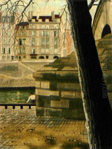 Pont Marie Et Quai D'anjou Oil Painting by Ratislaw Rakoff