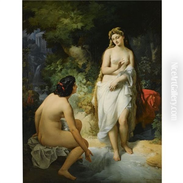 The Bathers Oil Painting by Nandor (Krebs) Rakosi