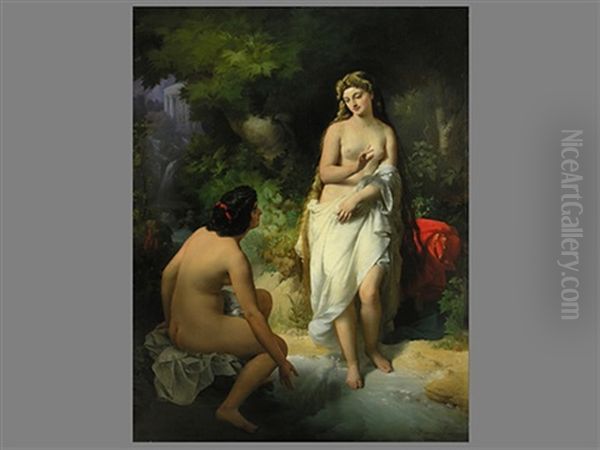 Venus Beim Bade Oil Painting by Nandor (Krebs) Rakosi