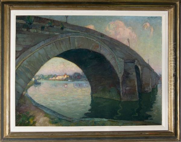 Pont Sur La Meuse Oil Painting by Mecislas Rakowski