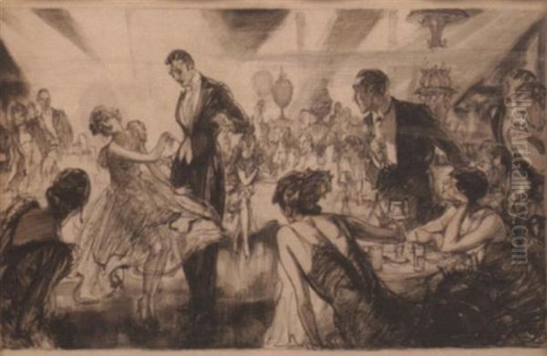 A Nightclub Scene Oil Painting by Henry Patrick Raleigh