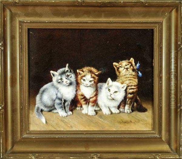 Vier Katzenkinder Oil Painting by Georg Rall