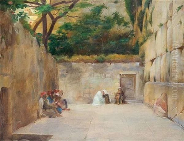 Wailing Wall, Jerusalem Oil Painting by Theodore Jacques Ralli