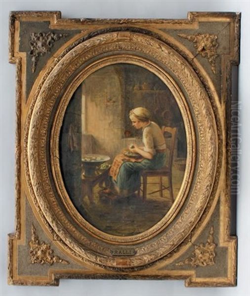 Jeune Femme Pelant Des Pommes Oil Painting by Theodore Jacques Ralli