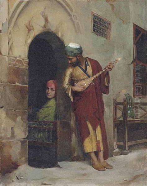 Courtship In Cairo Oil Painting by Theodore Jacques Ralli