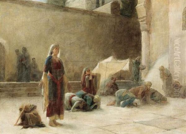 Le Parvis Du Saint Sepulcre A Jerusalem (study) Oil Painting by Theodore Jacques Ralli