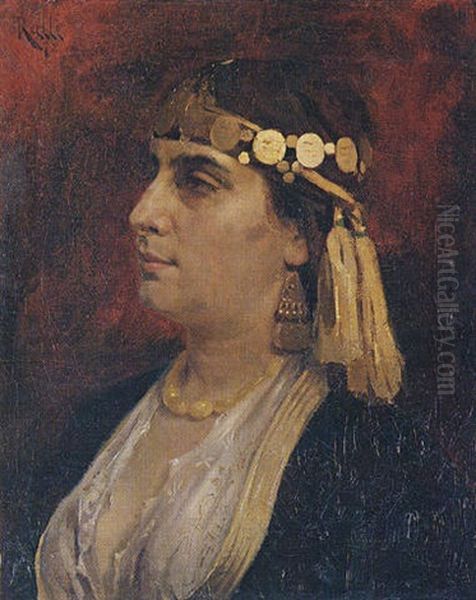 Portrait Of Sophia Schleimann Oil Painting by Theodore Jacques Ralli