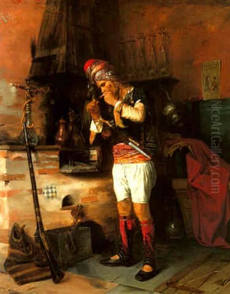 Bashi-bazouks Dans Un Cafe De Smyrne Oil Painting by Theodore Jacques Ralli