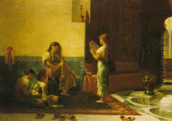 The Lesson In The Harem Oil Painting by Theodore Jacques Ralli