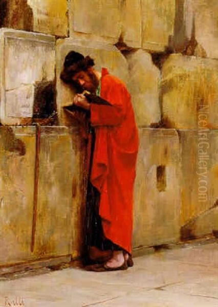 Devant Le Mur De Salomon A Jerusalem Oil Painting by Theodore Jacques Ralli