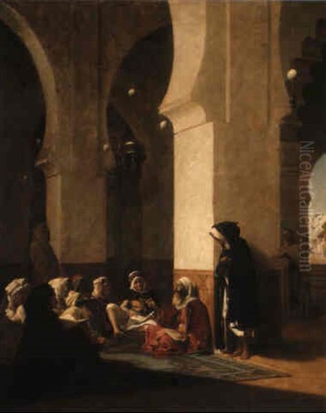 Catechism In An Algerian Mosque Oil Painting by Theodore Jacques Ralli