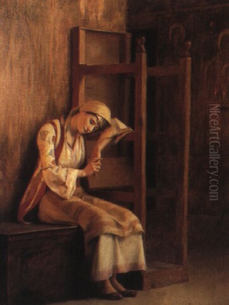 Asleep In The Church Oil Painting by Theodore Jacques Ralli