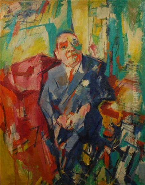 Portrait De Gustave Van Geluwe (double Face) Oil Painting by Henri Ramaeker