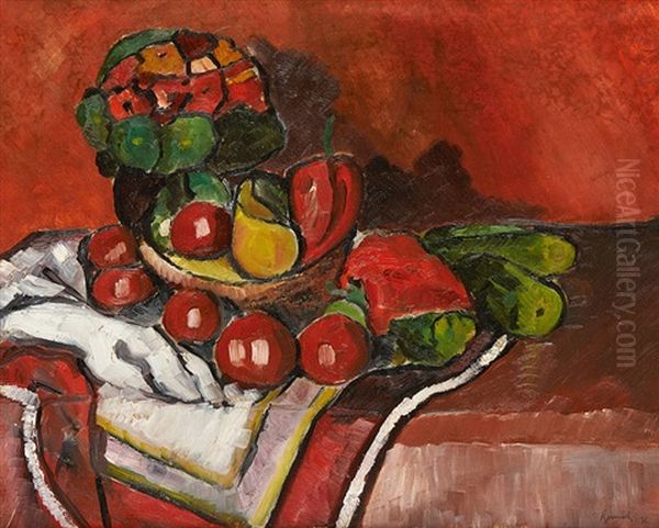 Table Garnie De Fruits Oil Painting by Henri Ramaeker