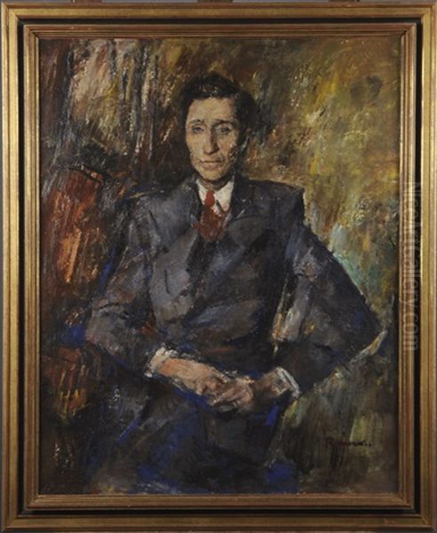 Portrait De Andre Bauwens Oil Painting by  Ramah (Henri Francois Raemaeker)