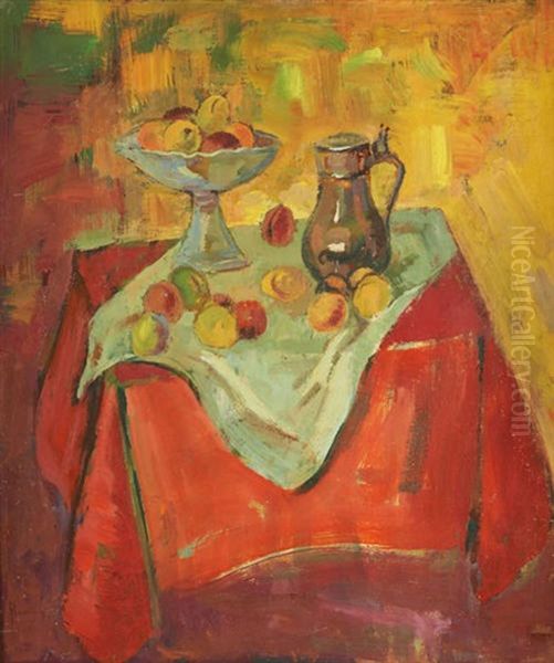 La Table Aux Fruits (recto-verso) Oil Painting by  Ramah (Henri Francois Raemaeker)