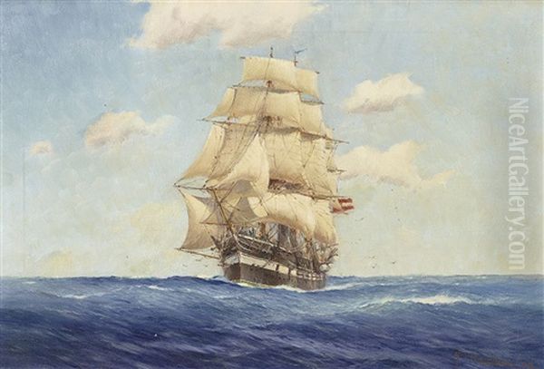 Schraubenkorvette S.m.s. Saida Oil Painting by August von Ramberg