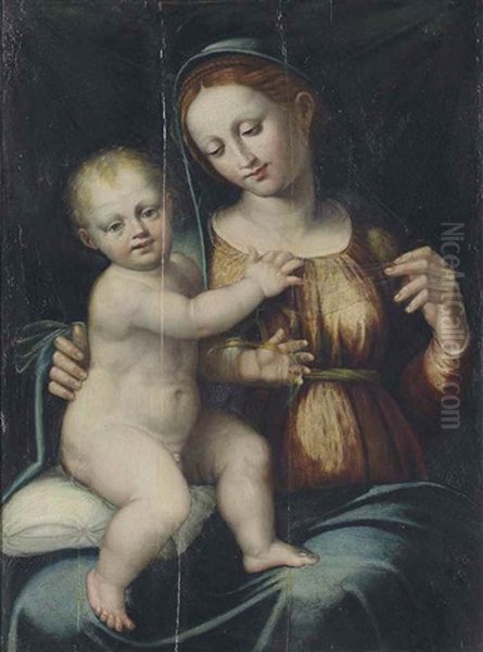 The Madonna And Child, Holding An Orb Oil Painting by Bartolomeo Ramenghi