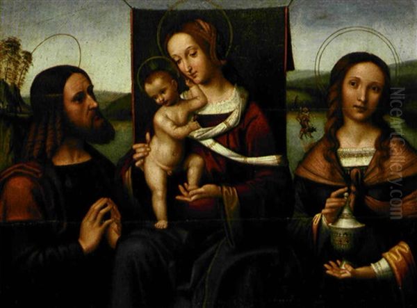 Madonna Con Il Bambino E Due Santi Oil Painting by Bartolomeo Ramenghi