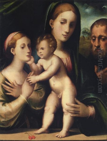 The Holy Family With Saint Catherine Oil Painting by Bartolomeo Ramenghi