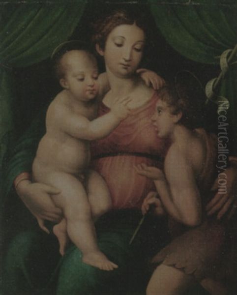 The Madonna And Child With The Infant Saint John The Baptist Oil Painting by Bartolomeo Ramenghi