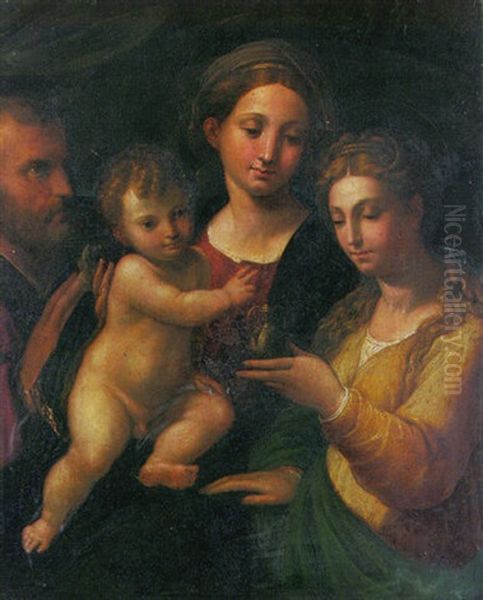 The Holy Family With Saint Mary Magdalen Oil Painting by Bartolomeo Ramenghi