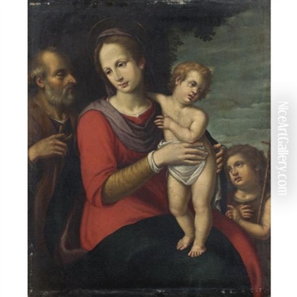 Sacra Famiglia Con San Giovanni Oil Painting by Giovanni Battista Ramenghi