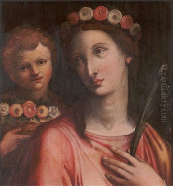 St. Dorothea Oil Painting by Giovanni Battista Ramenghi