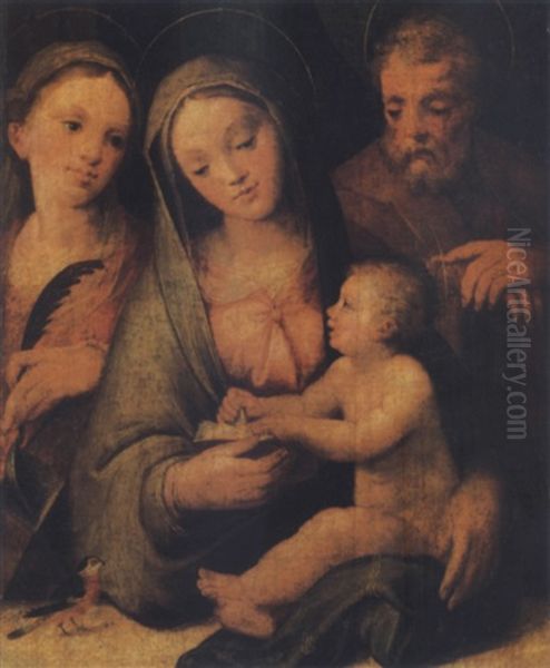 Holy Family With Saint Catherine Of Alexandria Oil Painting by Giovanni Battista Ramenghi