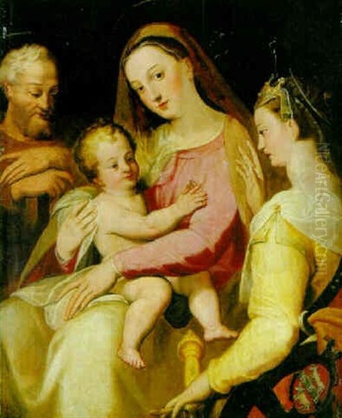 The Mystic Marriage Of Saint Catherine Oil Painting by Giovanni Battista Ramenghi