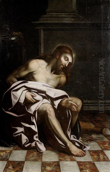 Christ As The Man Of Sorrows Oil Painting by Felipe Ramirez