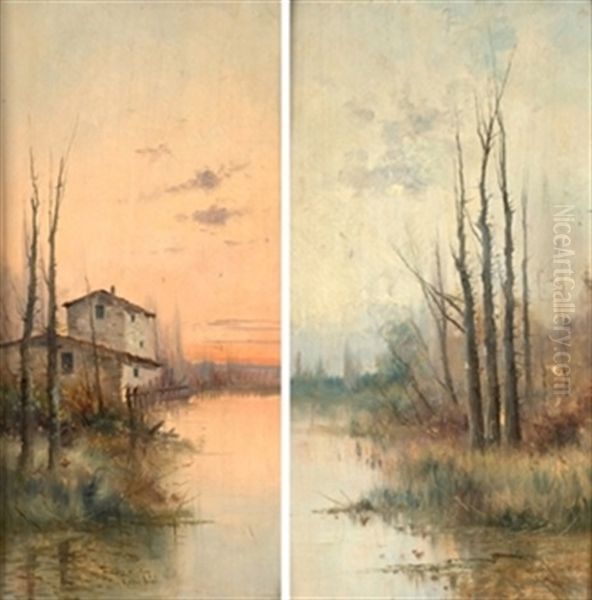 Paisajes (pair) Oil Painting by Manuel Ramos Artal