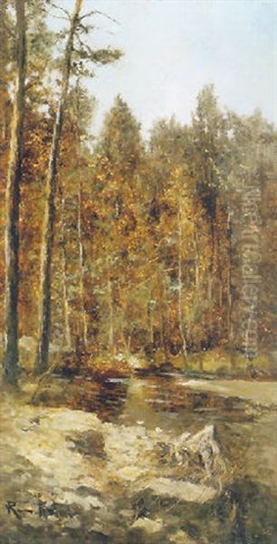 Rio En El Bosque Oil Painting by Manuel Ramos Artal