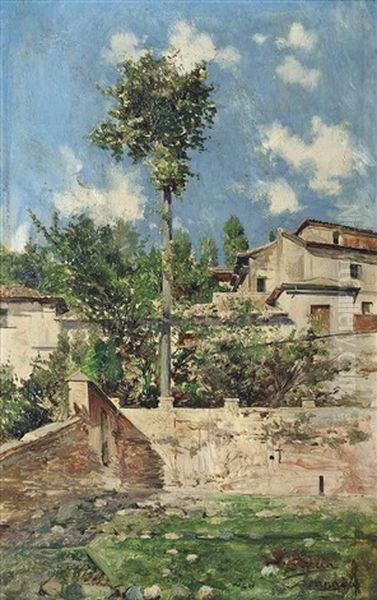 A Garden In Granada Oil Painting by Jose Garcia Ramos