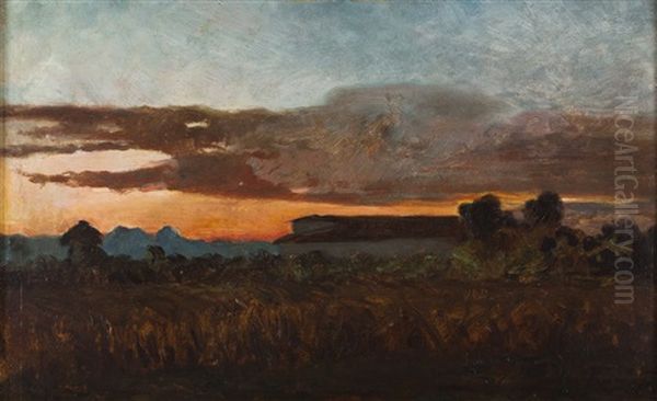 Paisagem Ao Entardecer Oil Painting by Julio Ramos