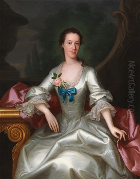 Portrait Of A Lady In A Silver Dress Oil Painting by Allan Ramsay