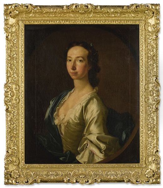 Portrait Of Clementina Maria Sophia Walkinshaw (1726-1802), Half-length, Wearing A White Dress, A Blue Cloak, And Pearls In Her Hair Oil Painting by Allan Ramsay