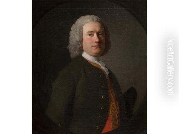 Portrait Of Sir James Sinclair, 5th Baronet, Half-length, Wearing A Green Coat And A Red Waistcoat Oil Painting by Allan Ramsay