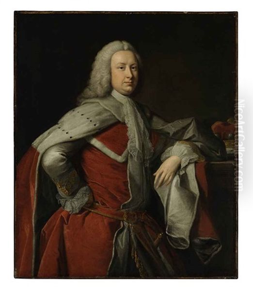 Portrait Of A Gentleman, Previously Identified As John Perceval, 2nd Earl Of Egmont, In Peer's Robes Oil Painting by Allan Ramsay