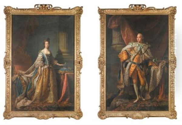 Portraits Of George Iii (+ Queen Charlotte, Wearing Coronation Robes; Pair) by Allan Ramsay