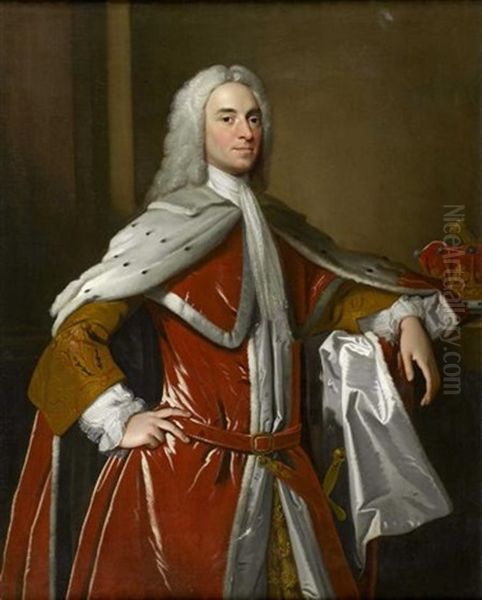 Three Quarter Length Portrait Of James Ogilvy, 5th Earl Of Findlater Oil Painting by Allan Ramsay