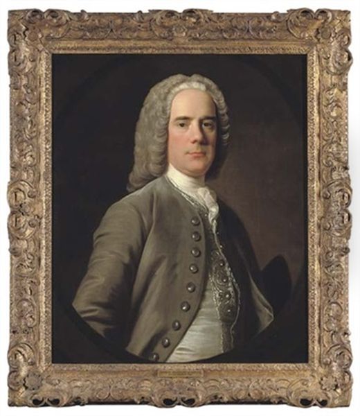 Portrait Of Andrew Wauchope Of Niddrie In A Grey Coat And Silver Waistcoat Oil Painting by Allan Ramsay