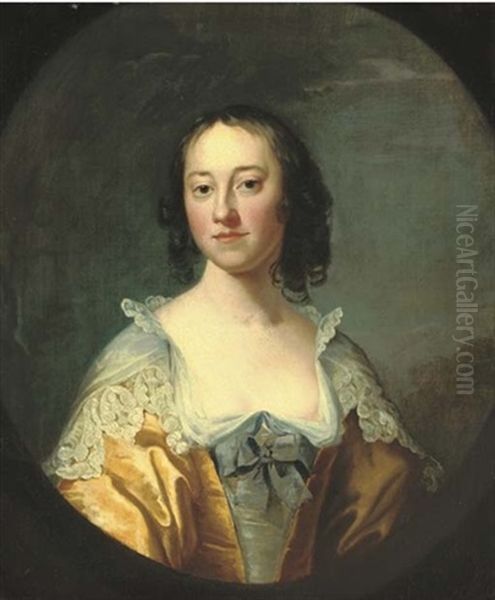 Portrait Of A Lady, Half-length, In A Decollete Van Dyck Dress Oil Painting by Allan Ramsay