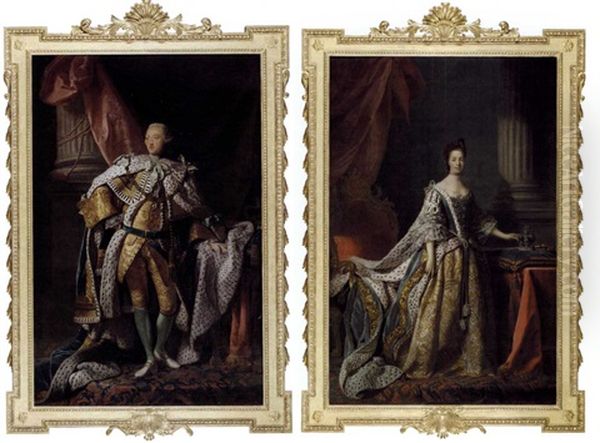 Portrait Of King George Iii (+ Portrait Of Queen Charlotte; Pair) Oil Painting by Allan Ramsay