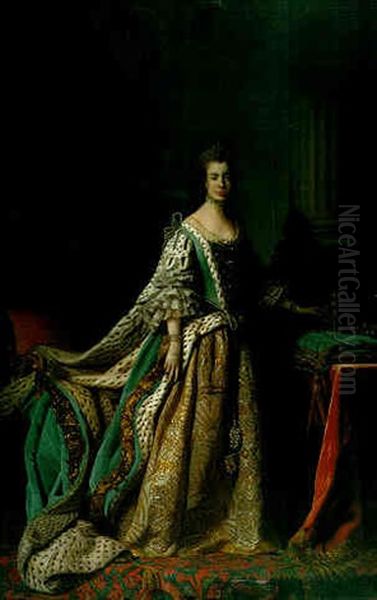 Portrait Of Queen Charlotte Oil Painting by Allan Ramsay