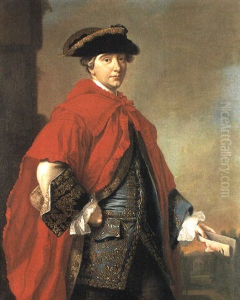 Portrait Of A Gentleman In Masquerade Costume Oil Painting by Allan Ramsay