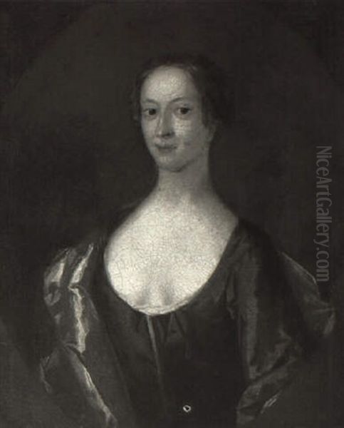 Portrait Of A Lady In Blue Satin Oil Painting by Allan Ramsay