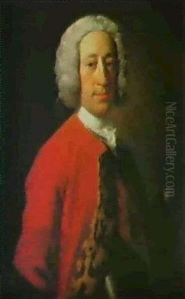 Portrait Of Brigadier General Sir John Mordaunt K.b.        (1697-1780) Oil Painting by Allan Ramsay